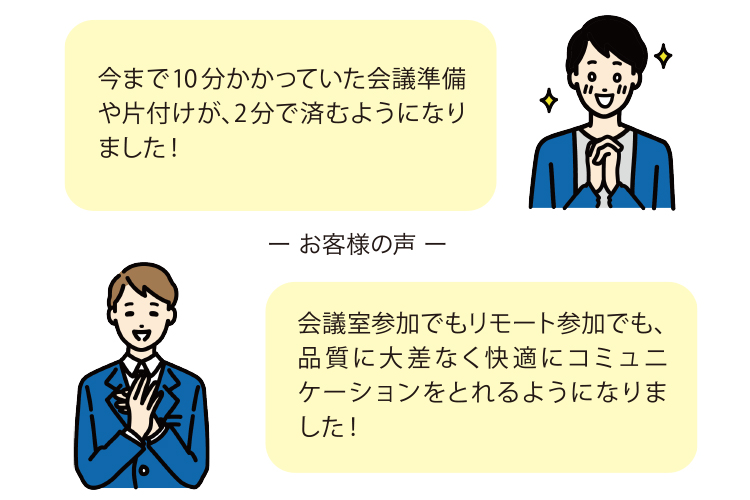 イメージ：オンライン会議の問題が改善されたお客様の声